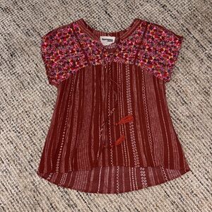 Savanna Jane Red and Pink Embroidered Top